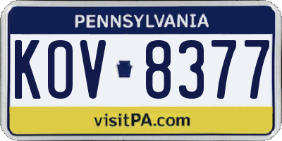 PA license plate KOV8377