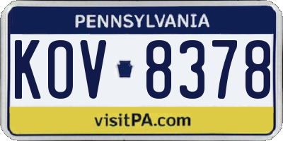 PA license plate KOV8378