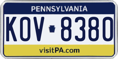 PA license plate KOV8380