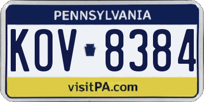 PA license plate KOV8384