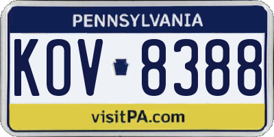 PA license plate KOV8388