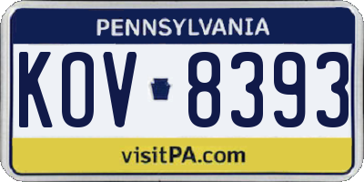 PA license plate KOV8393
