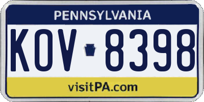 PA license plate KOV8398
