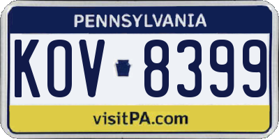 PA license plate KOV8399