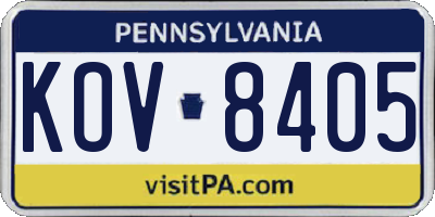 PA license plate KOV8405