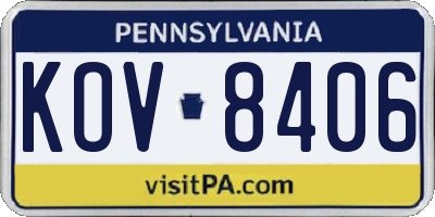 PA license plate KOV8406