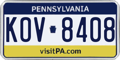 PA license plate KOV8408