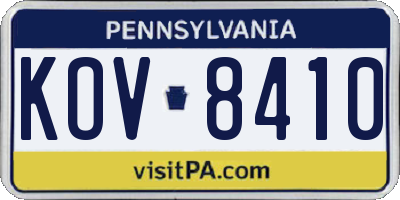 PA license plate KOV8410