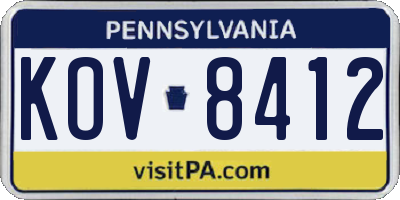 PA license plate KOV8412