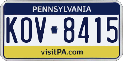 PA license plate KOV8415