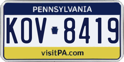 PA license plate KOV8419