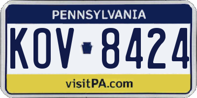 PA license plate KOV8424