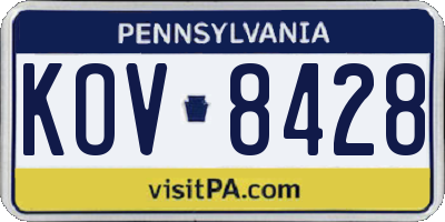 PA license plate KOV8428