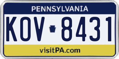 PA license plate KOV8431