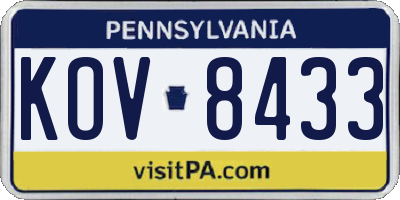 PA license plate KOV8433