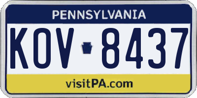 PA license plate KOV8437