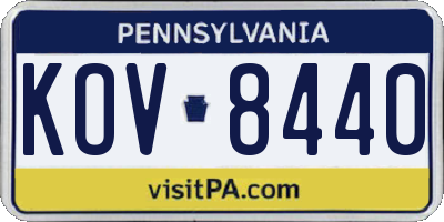 PA license plate KOV8440