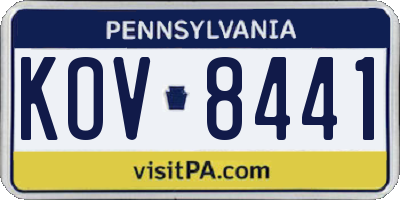PA license plate KOV8441