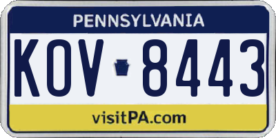 PA license plate KOV8443