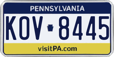 PA license plate KOV8445