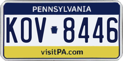 PA license plate KOV8446