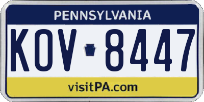 PA license plate KOV8447