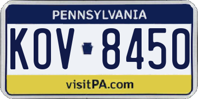 PA license plate KOV8450