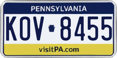 PA license plate KOV8455