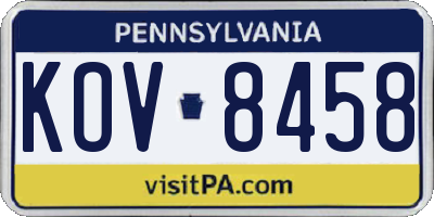 PA license plate KOV8458