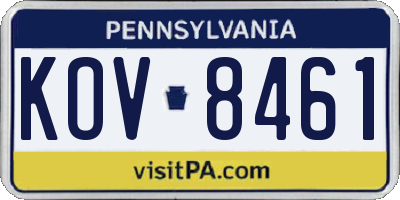 PA license plate KOV8461