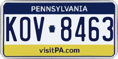 PA license plate KOV8463
