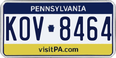 PA license plate KOV8464