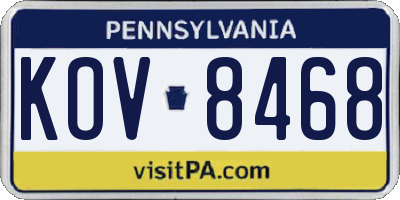 PA license plate KOV8468