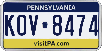 PA license plate KOV8474