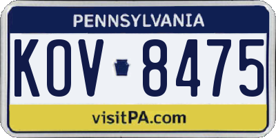 PA license plate KOV8475