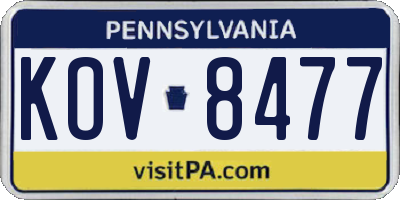 PA license plate KOV8477