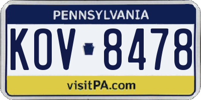 PA license plate KOV8478