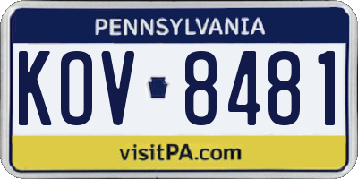 PA license plate KOV8481