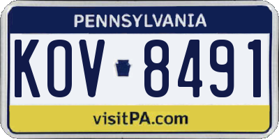 PA license plate KOV8491