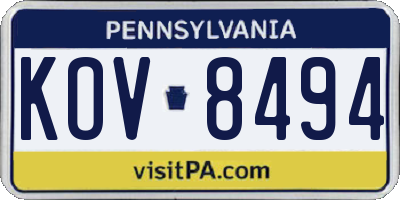 PA license plate KOV8494