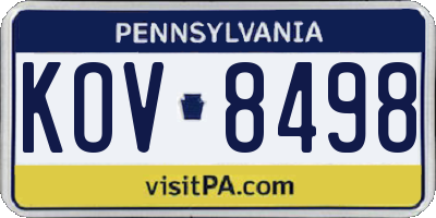 PA license plate KOV8498