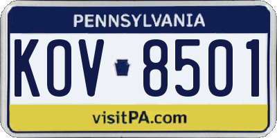 PA license plate KOV8501