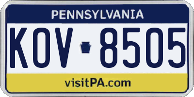 PA license plate KOV8505