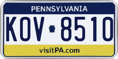 PA license plate KOV8510