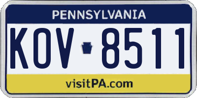 PA license plate KOV8511