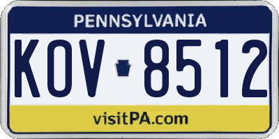 PA license plate KOV8512