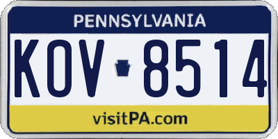 PA license plate KOV8514
