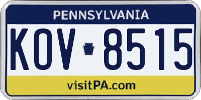 PA license plate KOV8515