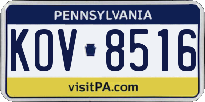 PA license plate KOV8516