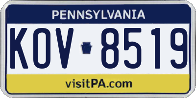 PA license plate KOV8519